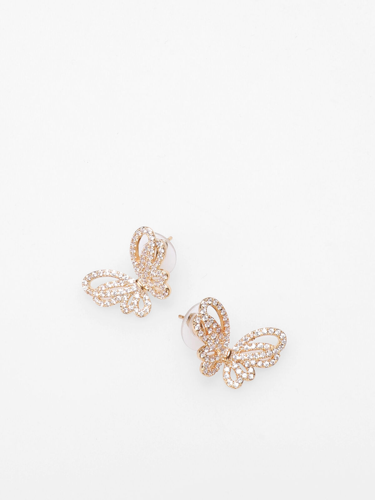Boucles d'oreilles papillons à strass- Doré
