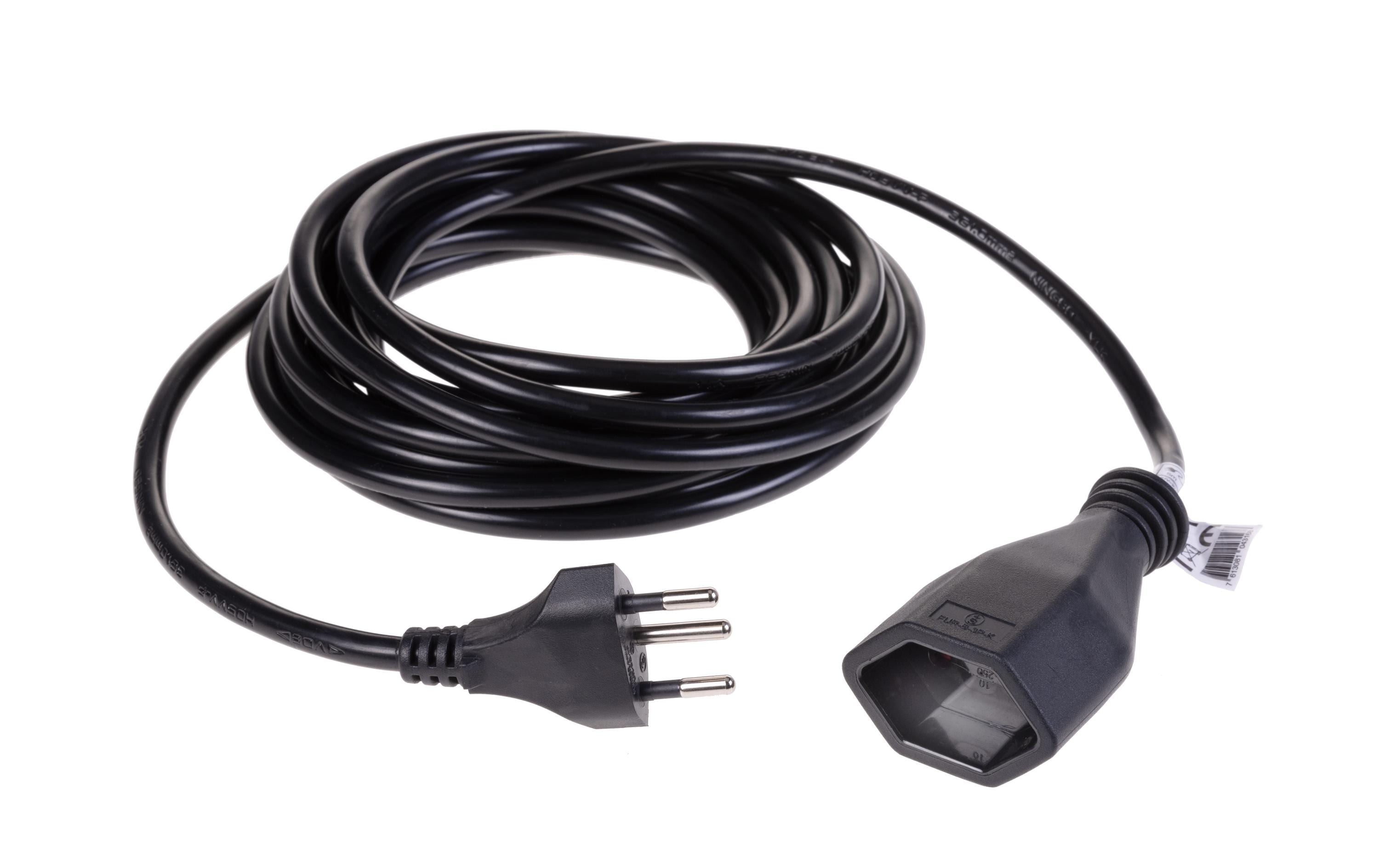 Verlängerungskabel T13-T12 5 m SchwarzStromkabel H05VV-F 3G1.00