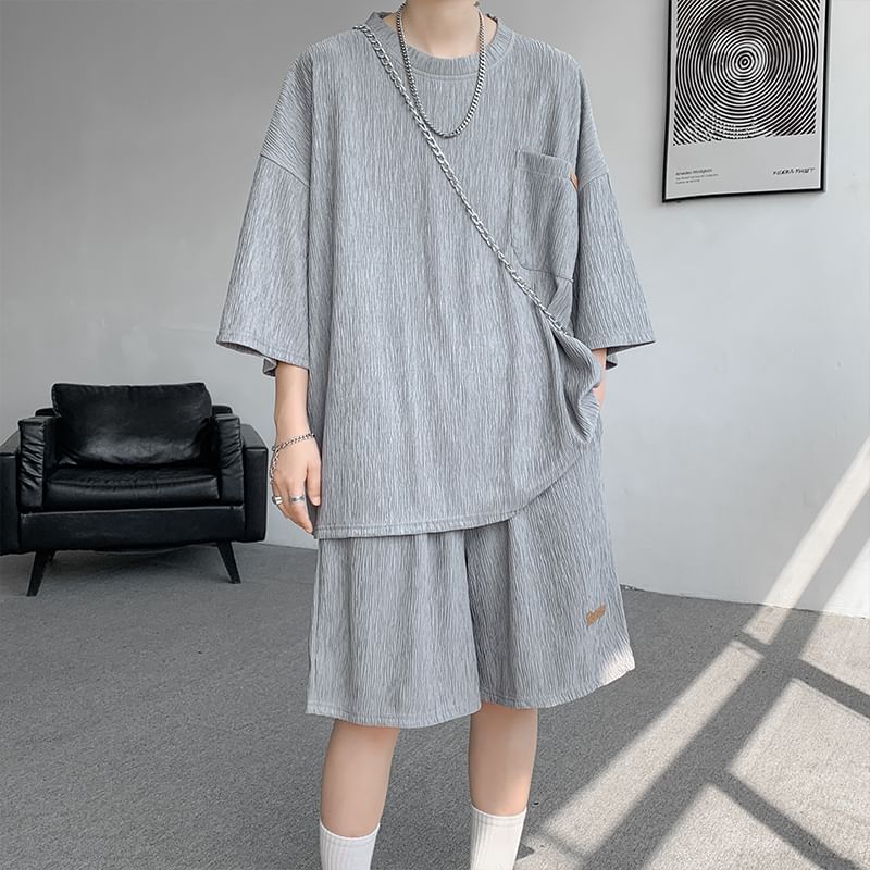 Breeson - Set: 3/4-mouw ronde hals T-shirt met zakken + shorts