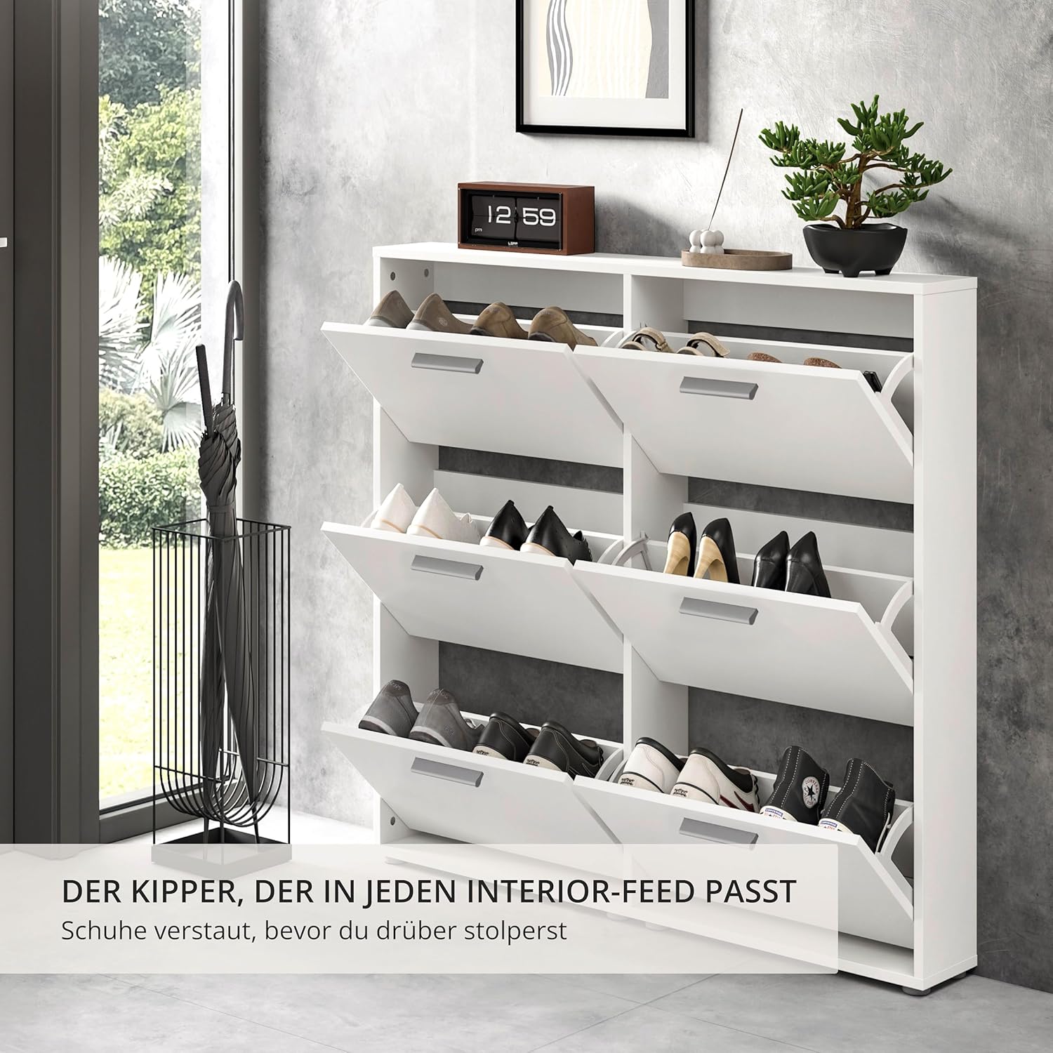 SAM Schuhkipper in Weiß - Praktisches Schuhregal Schuhschrank zur platzsparenden Aufbewahrung von Schuhen - 116 x 103 x 17 cm (B/H/T)