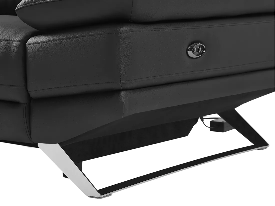 Canapé d'angle gauche relax électrique en cuir de vachette noir PUNO II