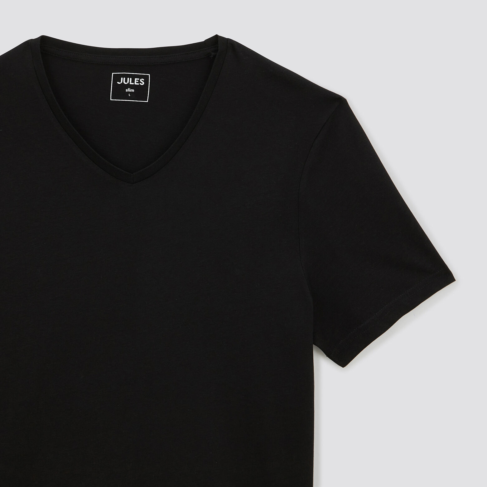 Tee shirt basique col V coton issu de l'agri biolo Noir