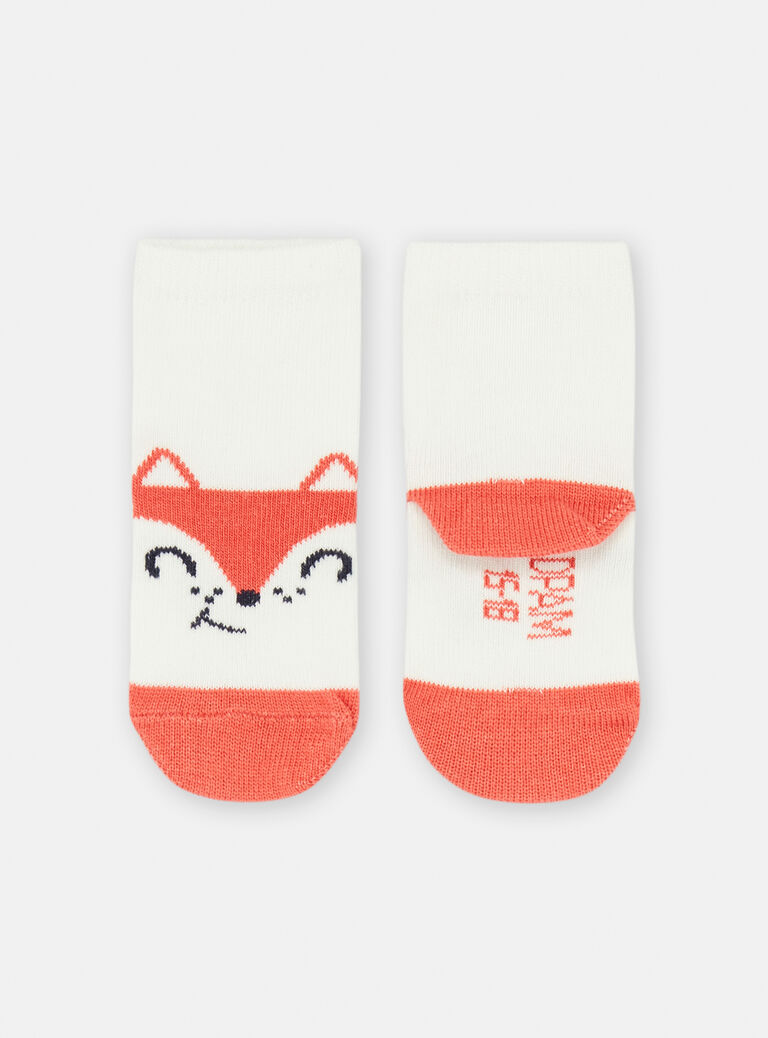 Chaussettes écrues à motif renard