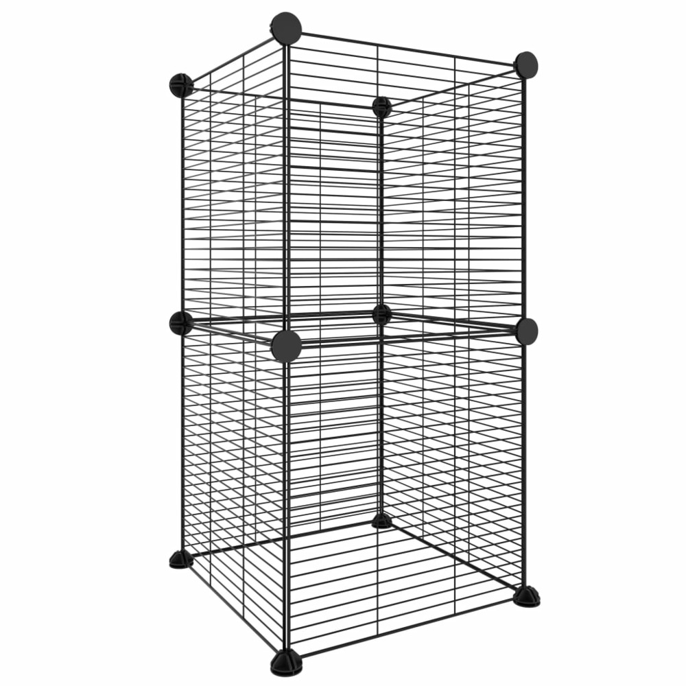Cage animaux de compagnie à 8 panneaux noir 35x35 cm acier