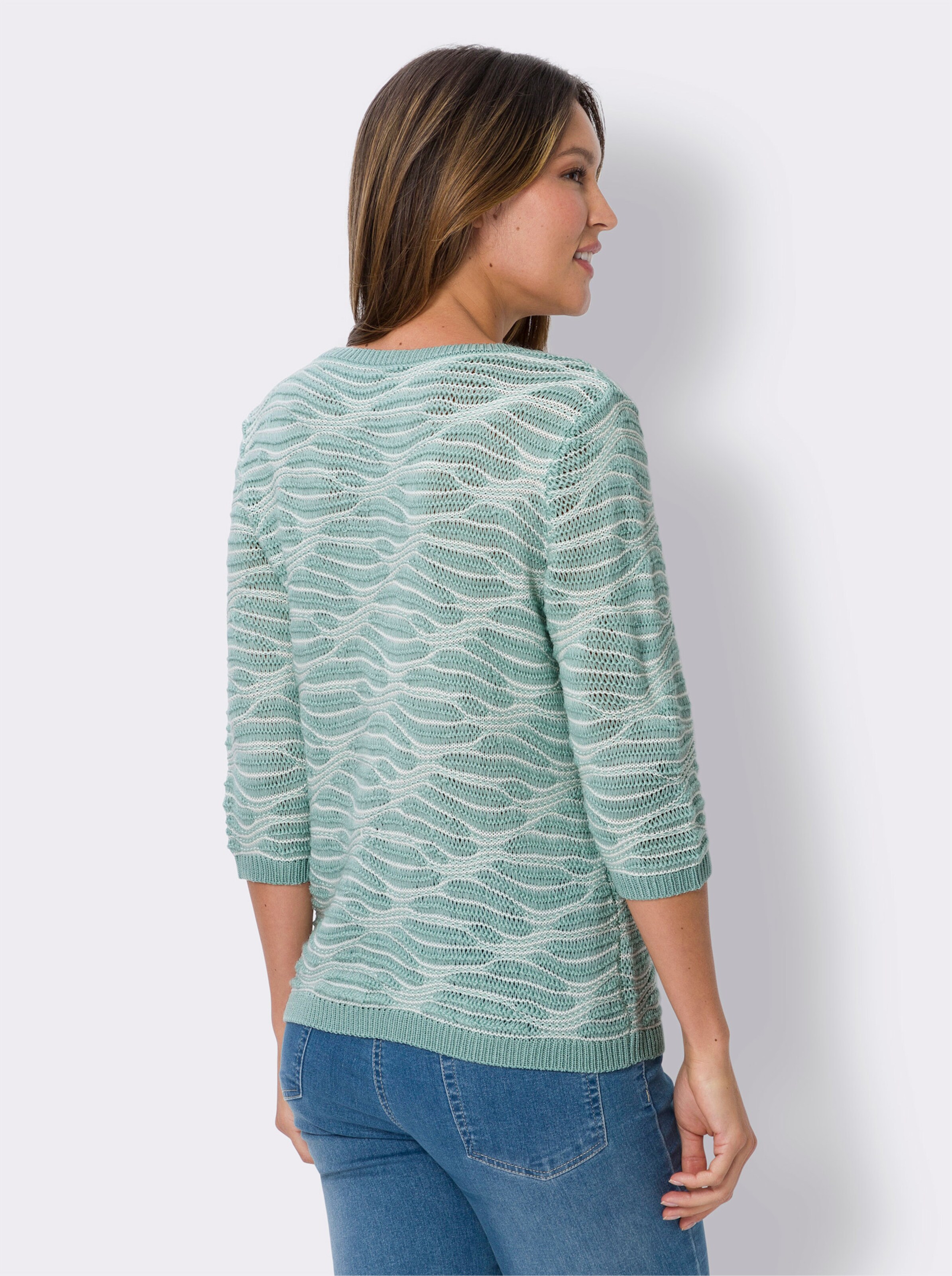 Rundhalspullover mit Strick-Muster allover