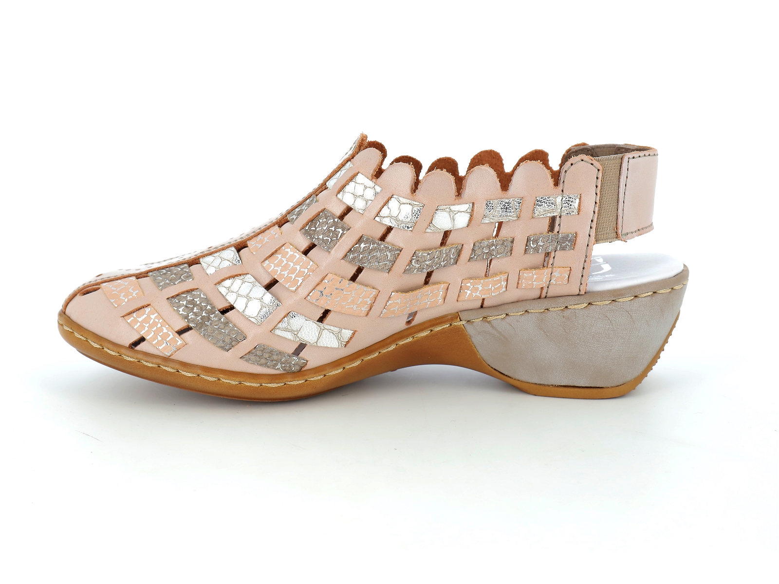 Rieker-47156 Cuir Multi Beige