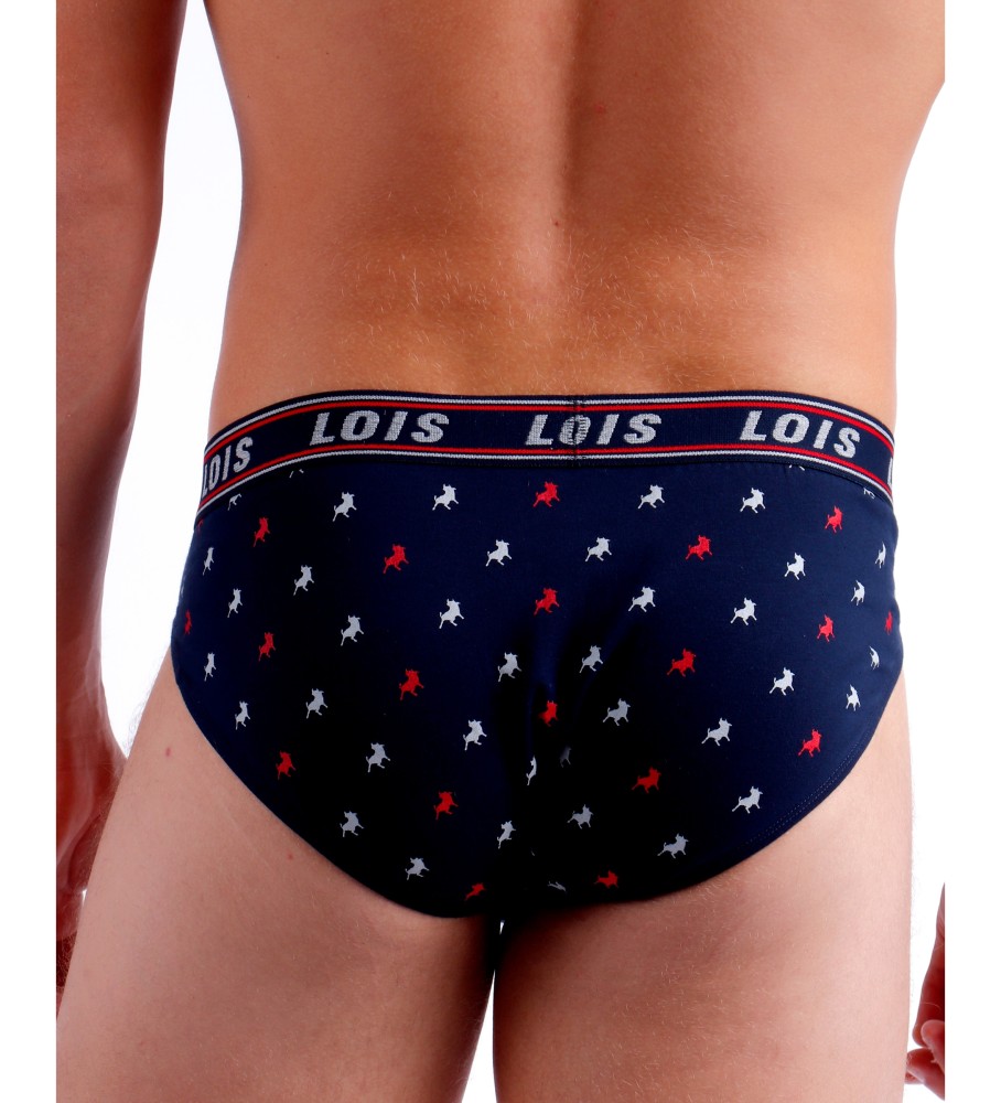 Conjunto de 2 Cuecas/Chinelos Lois Faster, Azul Marinho e Branco
