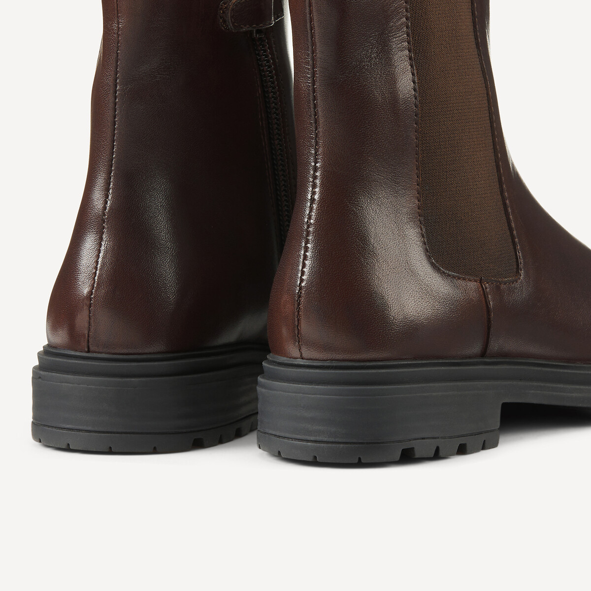 COLEÇÃO LA REDOUTE<br>Botas de cano curto em couro, com zíper