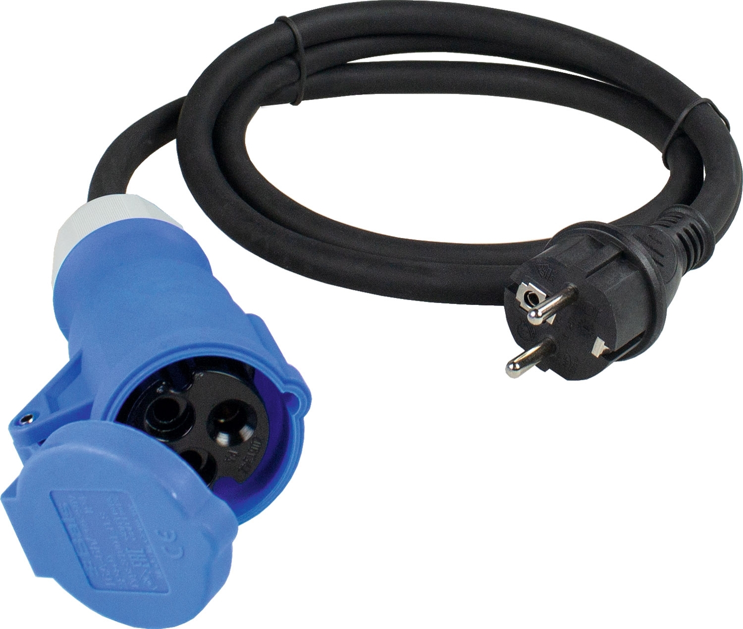 CEE-Adapterleitung Schutzkontakt-Stecker auf CEE-Kupplung 3-polig