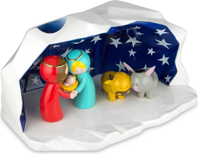 Alessi Kerststal Happy Eternity Baby - AGJ01 W - Porselein - 27 x 14 x 20 cm - Handgedecoreerd