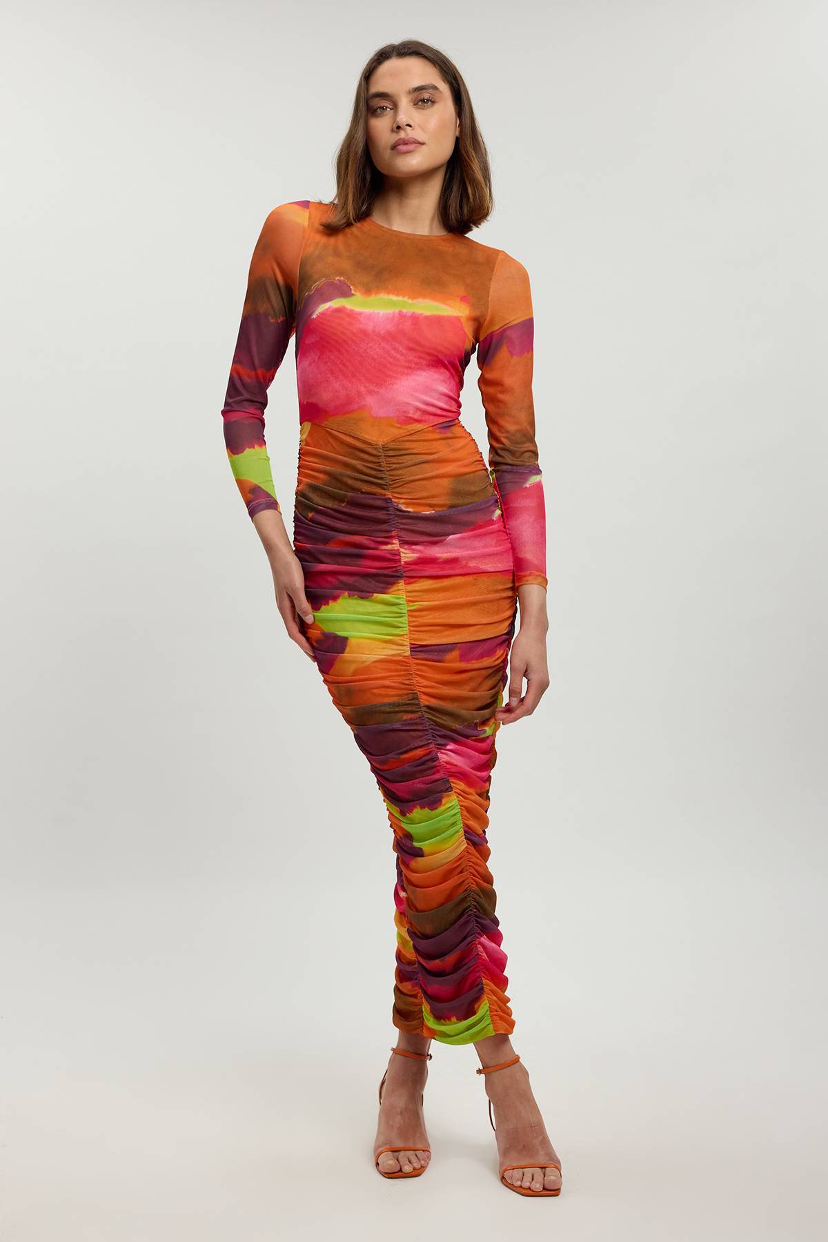 KarenMillen Robe Longue En Maille Froncée À Imprimé Marbré