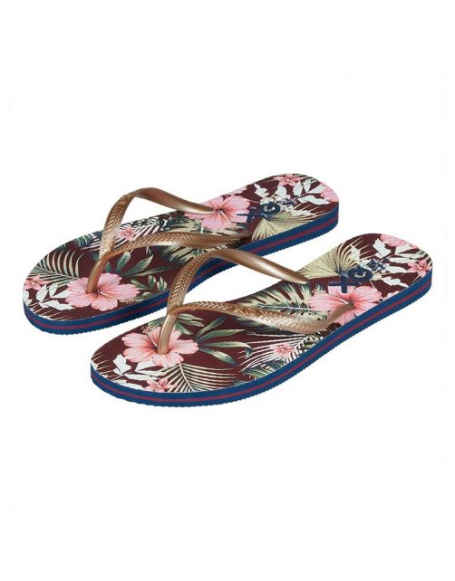 Xq Footwear Teenslippers Dames Bloem - Instappers - Bordeaux Assorti