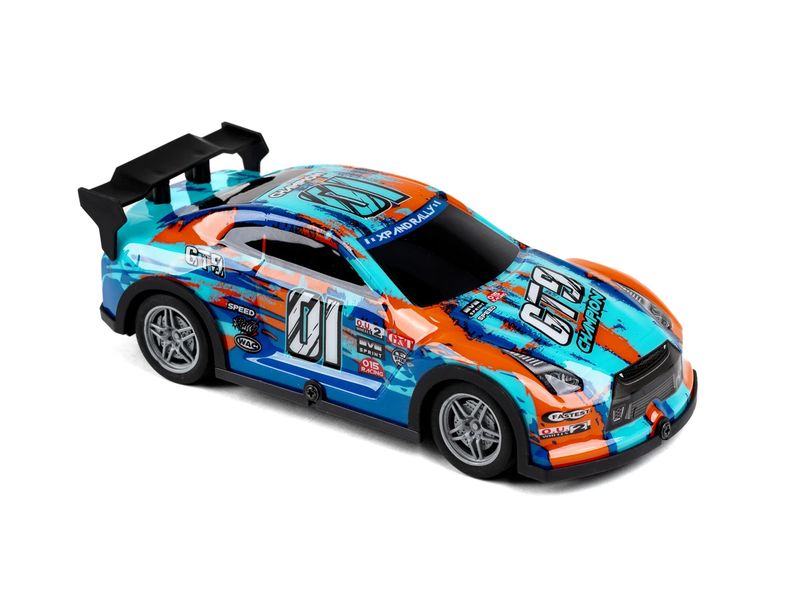 TEC-TOY Auto Champion GT9 mit Licht, Blau/Orange, 1:22 Ferngesteuerter Sportwagen mit Licht für Kinder ab 3 Jahren
