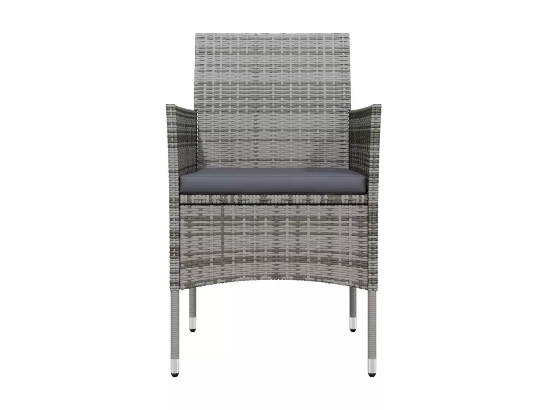 Ensemble à manger de jardin coussins 7pcs Gris et noir
