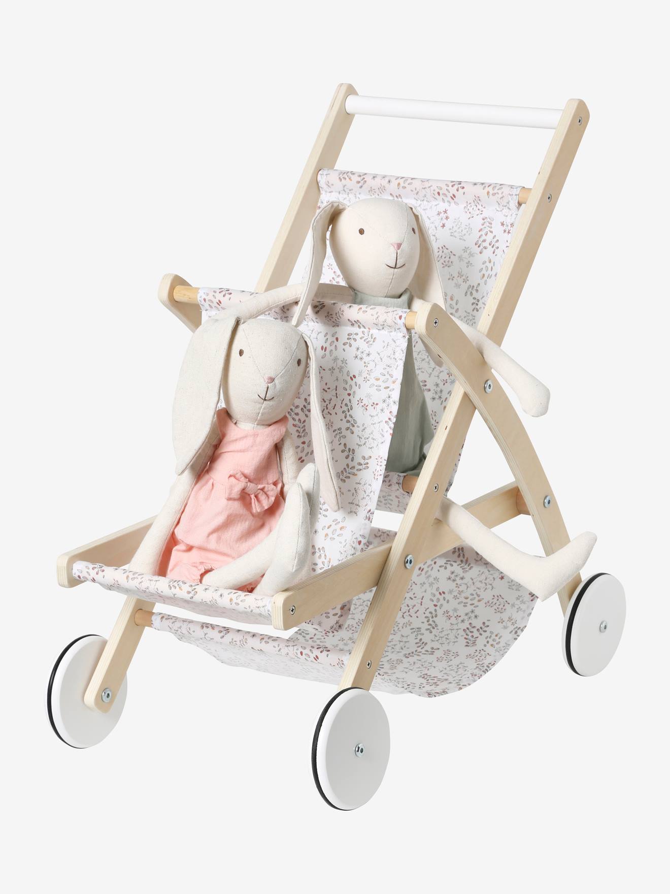 Carrinho de bonecas duplo de madeira com certificação FSC®, branco