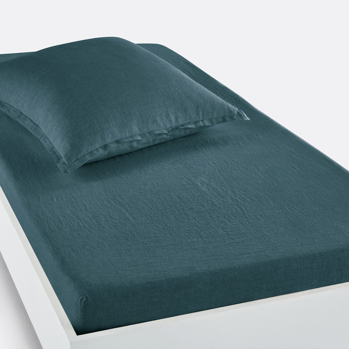 LA REDOUTE INTERIEURS<br>Lençol justo de linho lavado, bainha 30 cm, Linot