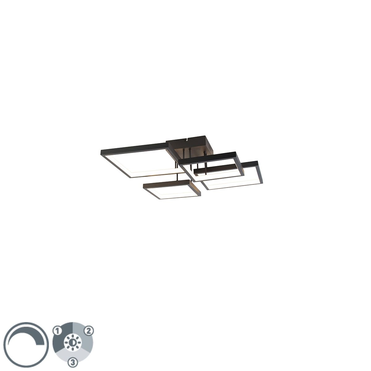 Plafondlamp zwart incl. LED 3 staps dimbaar 4-lichts - Lejo