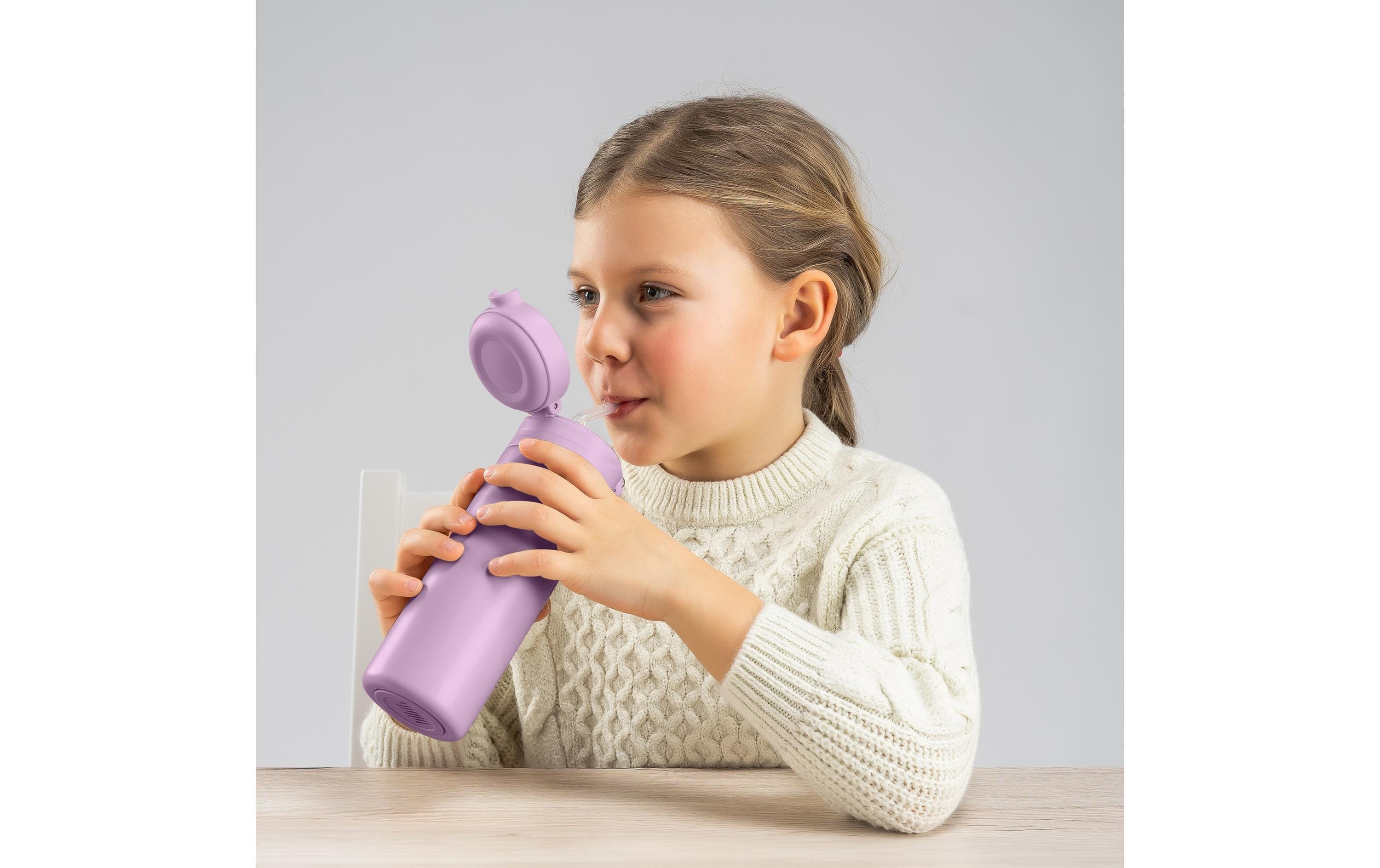 Trinkflasche Kids Lila 350 mlTrinkhalmflasche mit Halm für Kinder