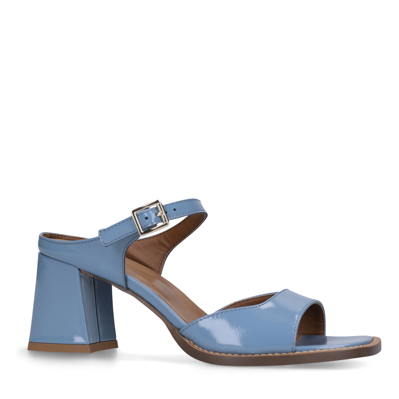 Blauwe lak leren sandalen met hak