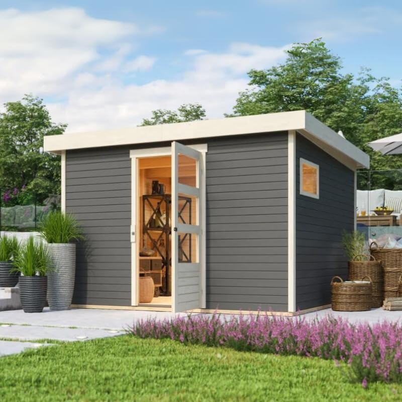 Karibu Holz Gartenhaus | Gerätehaus aus Fichtenholz | 3,31 x 3,34 x 2,16 m | | 8,75 m²