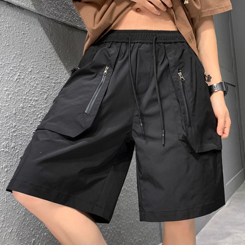 Breeson - Cargoshorts met trekkoord in de taille en wijde pijpen