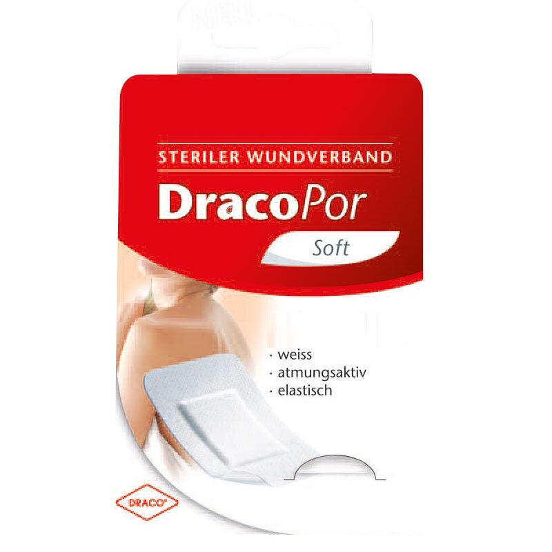 DracoPor Wundverband Soft weiß steril  3,8 x 3,8 cm