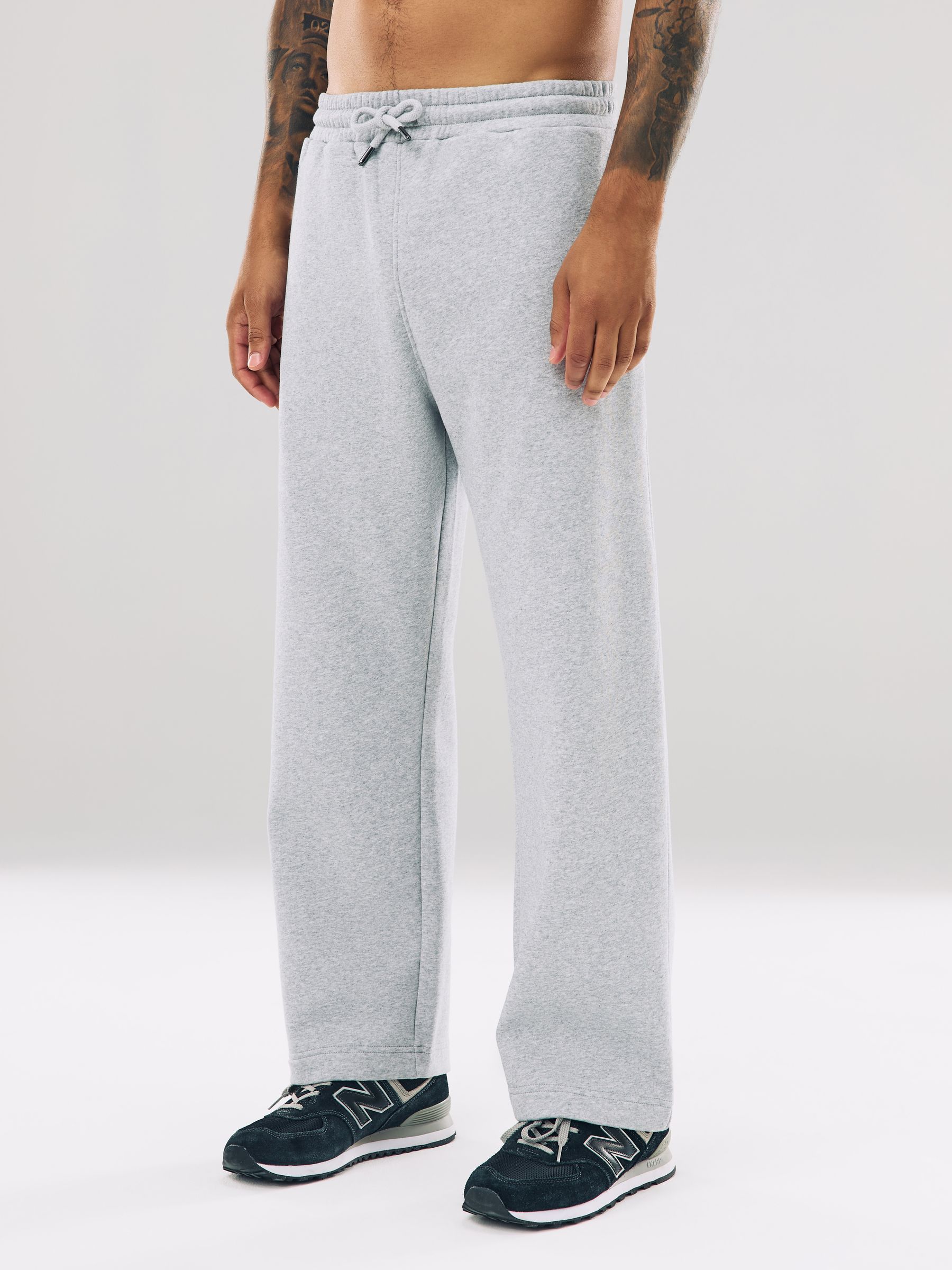 Grijs gemêleerd - Straight fit - Katoenrijke Jersey Joggingbroeken