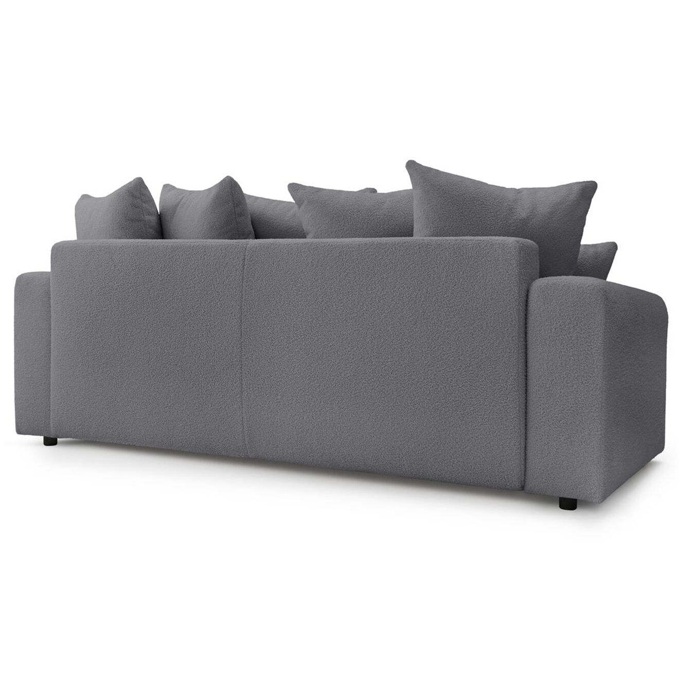 Bobochic Canapé 3 places convertible velours bouclette Envy gris foncé - 245x102x88 cm