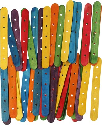 Konstruktionspinde - L 15 CM - B 1,8 CM - Hulstr. 4 MM - Assorterede Farver - 500 Assorterede