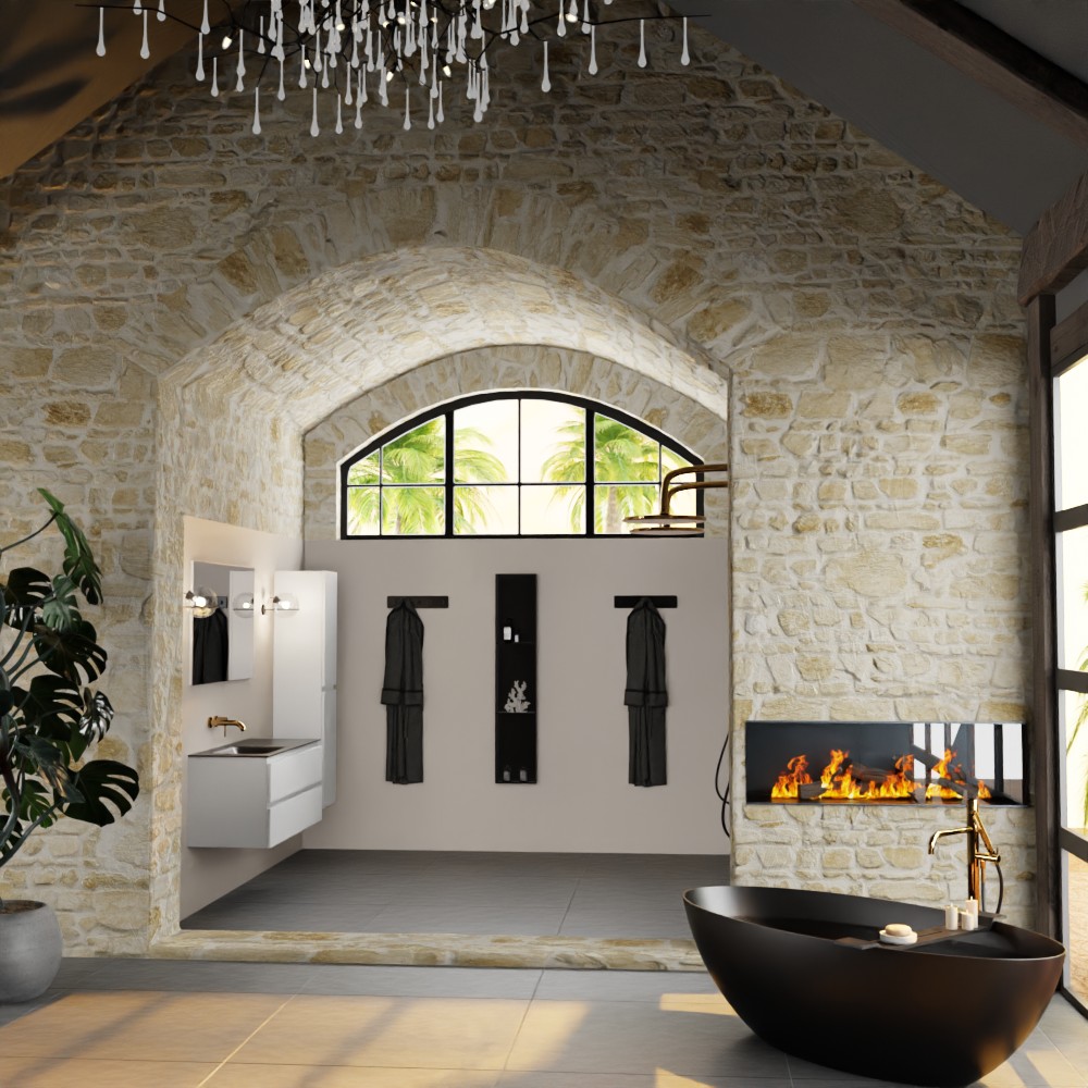 Mondiaz Aivy badmeubel 120cm talc met wastafel solid surface urban links zonder kraangat en spiegel