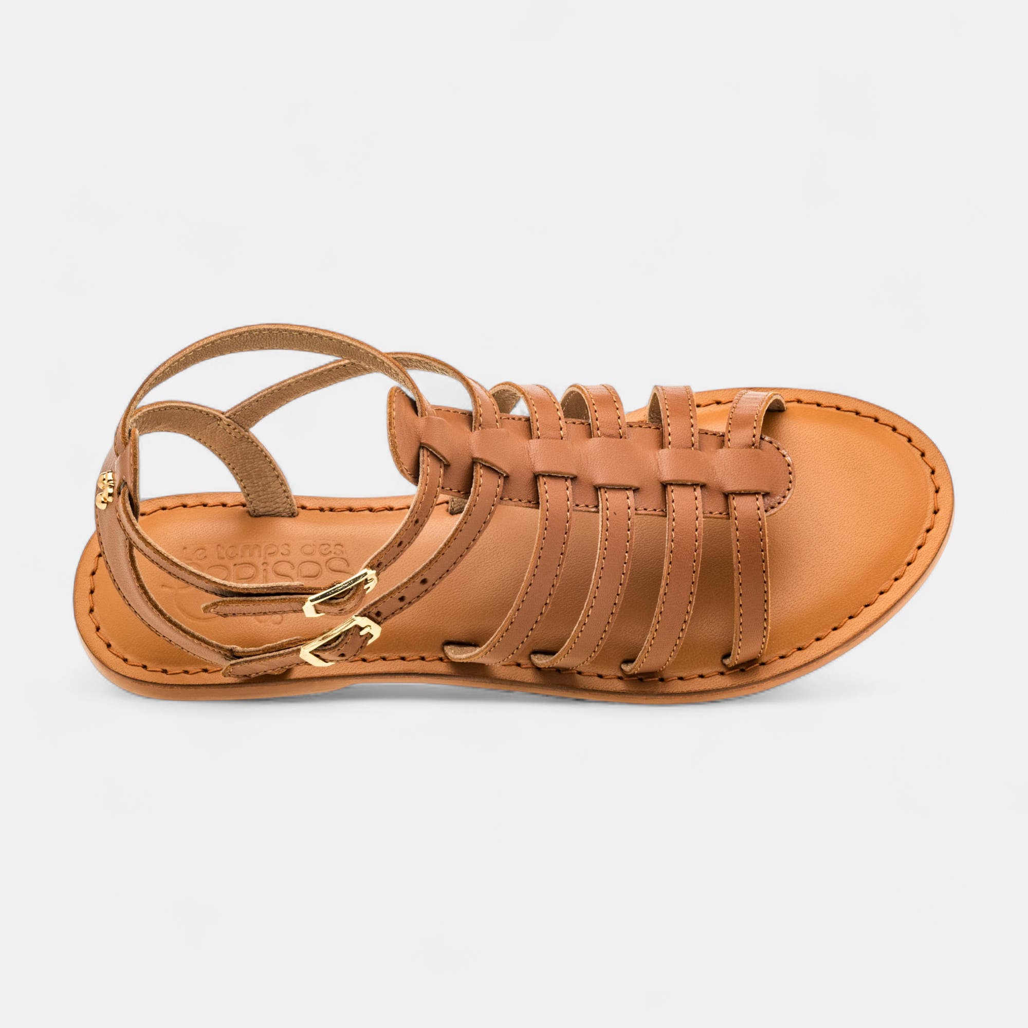 Nu-pieds Femme en cuir cognac