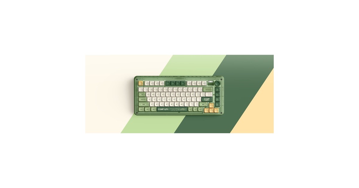 IqunixZX75 Camping Wireless Mechanical Keyboard, gaming toetsenbord  (Groen/oranje, US lay-out, Cherry MX Silent Red, RGB leds, 75%, Hot-swappable, Double-shot PBT, 2.4GHz | Bluetooth 5.1 | USB-C)