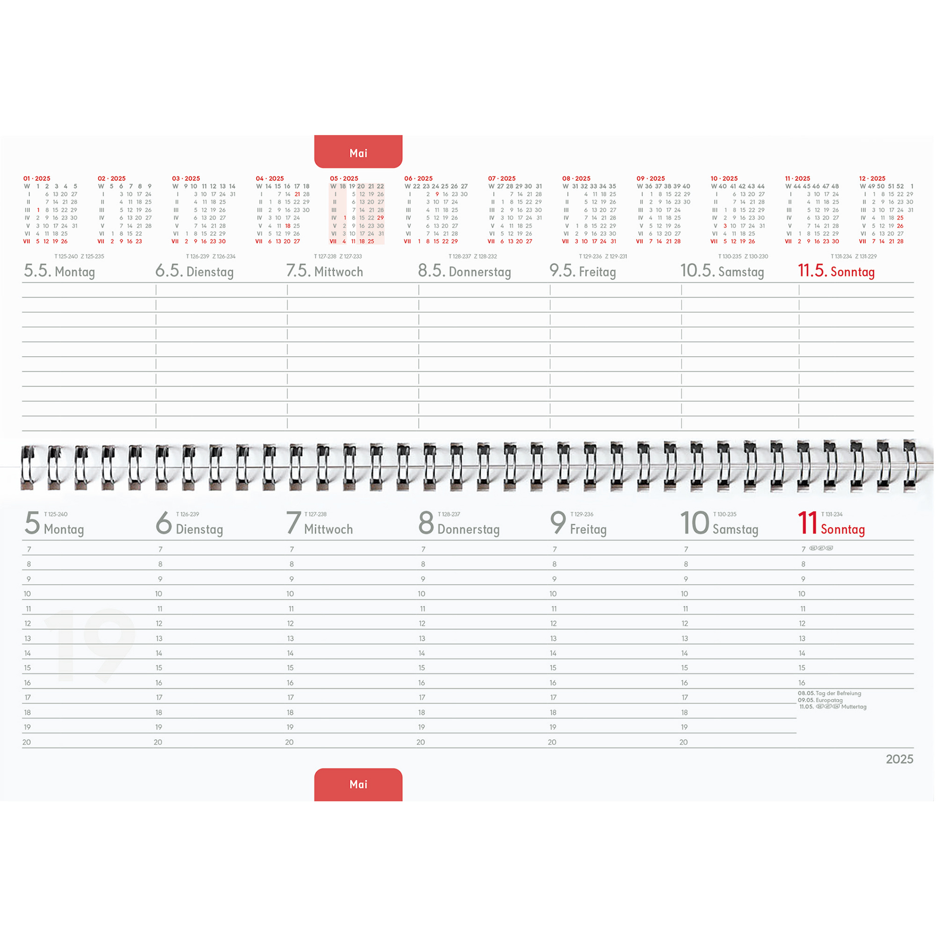 Tisch-Querkalender 2025 - Rosen - 29,7x10,5 cm