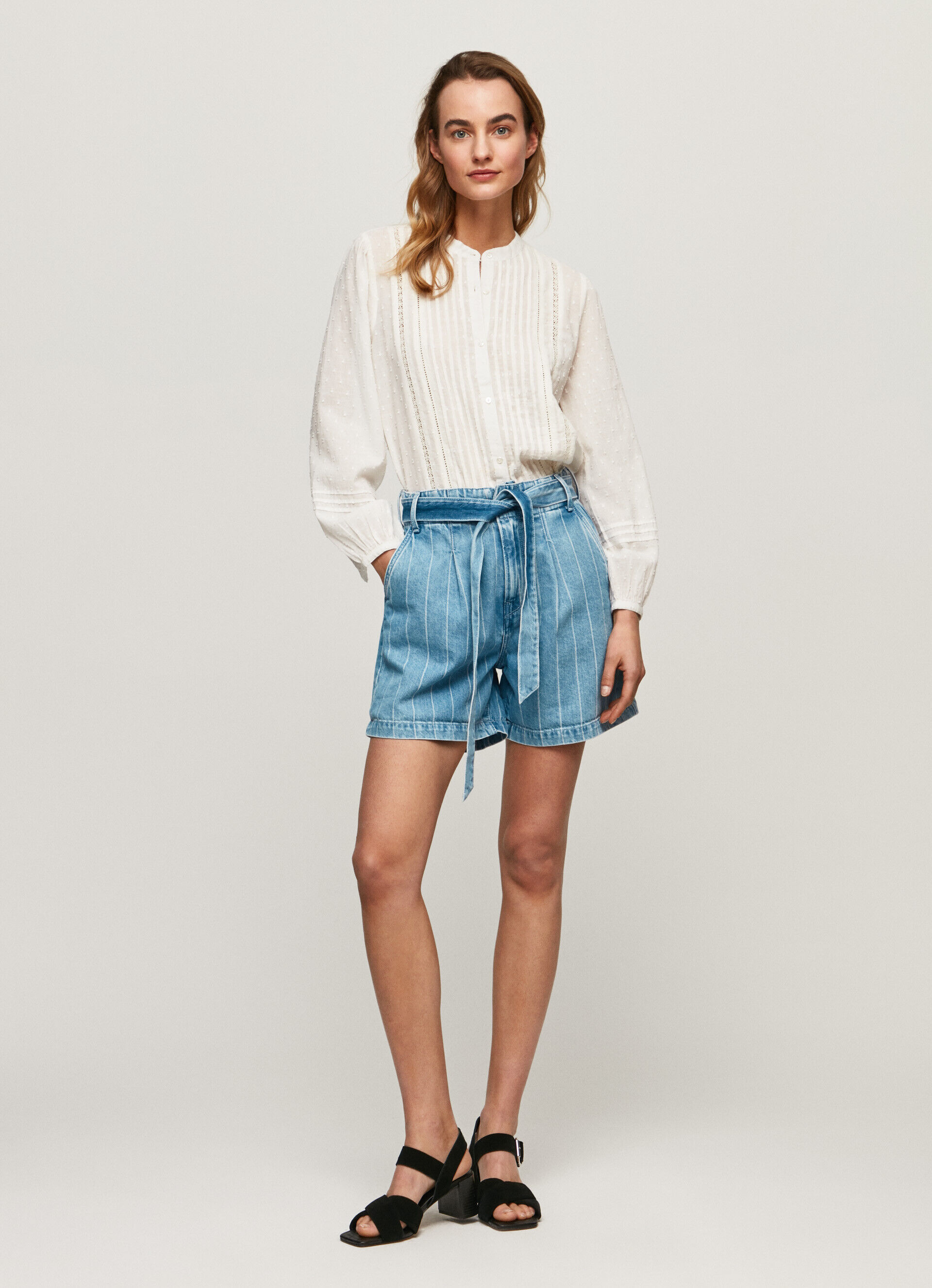 Shorts jeans listrados - jeans