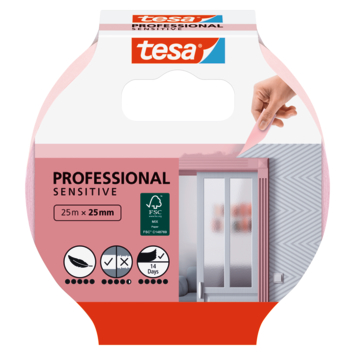 Tesa professional afplaktape sensitive roze 25 mm x 25 m