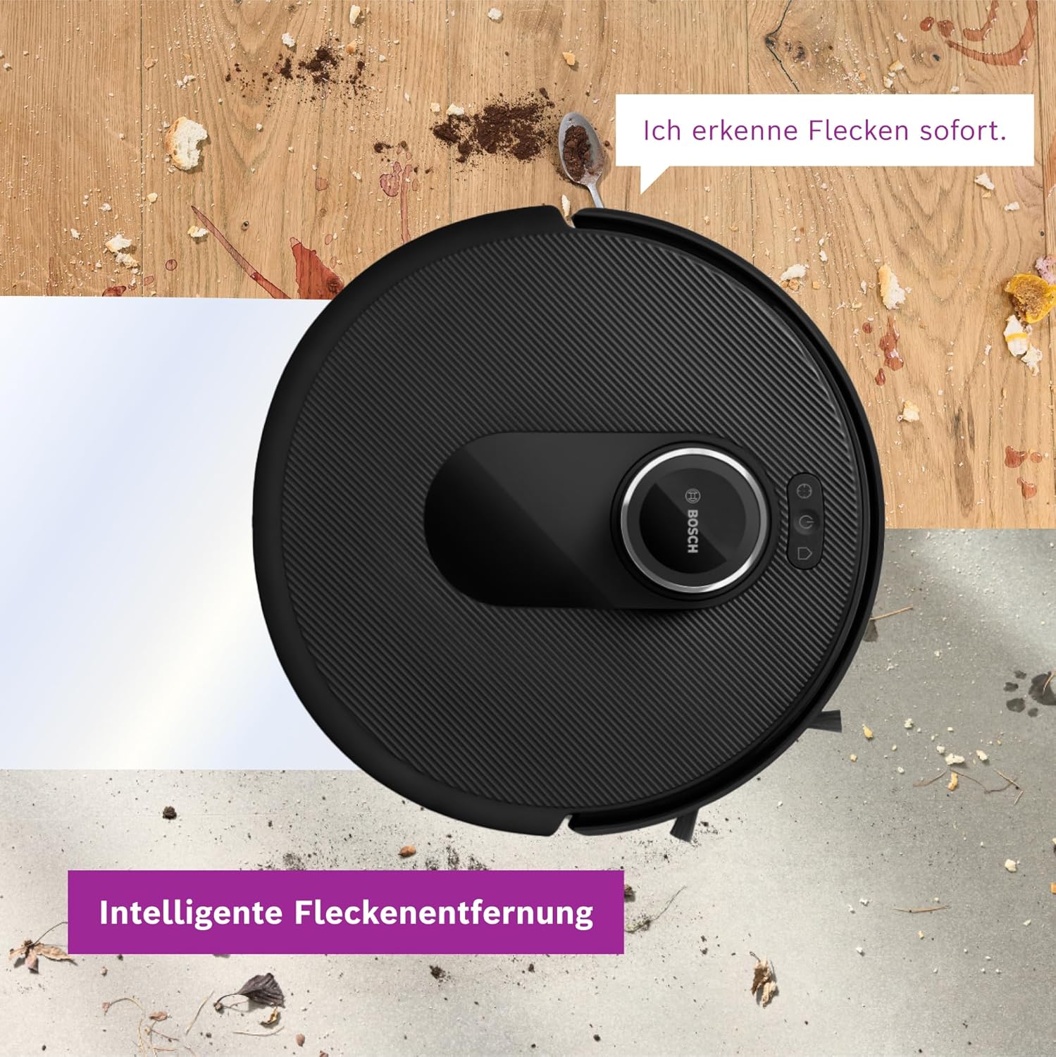 Bosch Spotless Max BCRDW3B Saugroboter mit Wischfunktion, 11.000 Pa Saugkaft, rotierende Wischpads, Nass-Trocken-Servicestation, Selbstreinigung, Smart Vision Navigation, Steuerung per App, schwarz