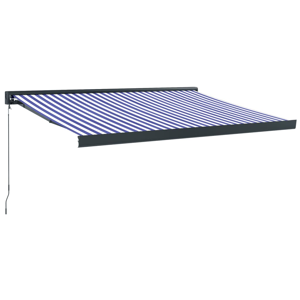 Auvent rétractable bleu et blanc 3x2,5 m tissu et aluminium