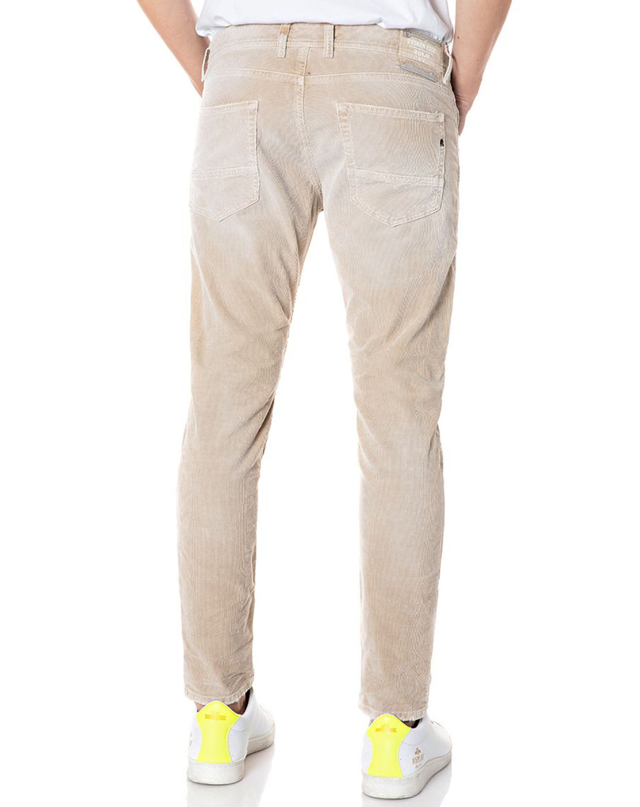 Replay Jean Skinny en Velours côtelé Broken Eged beige