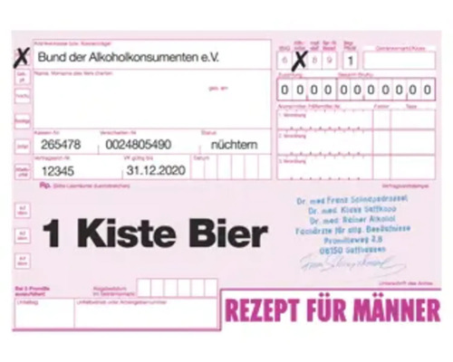 Ansichtkaart 1 krat bier recept voor mannen 14,8x10,5 cm