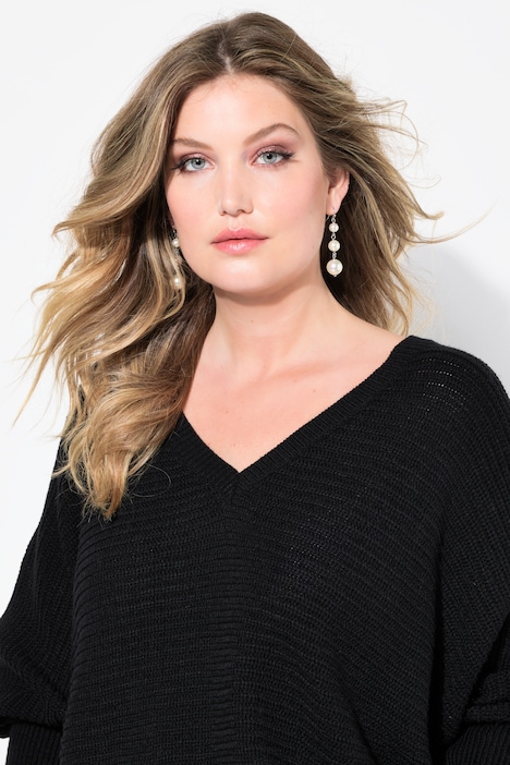 Pullover, Poncho-Look, V-Ausschnitt