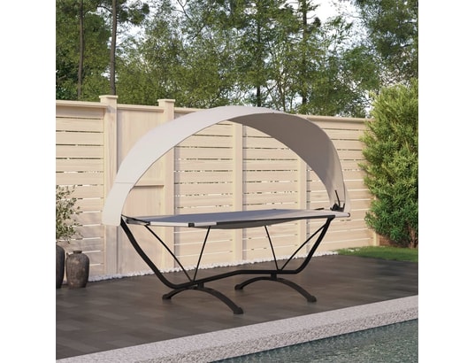 VIDAXL - Hamac avec support Hamac avec auvent crème acier et tissu oxford