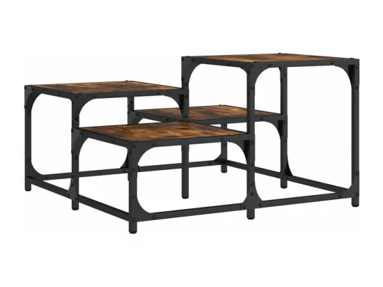 Table basse chêne fumé 68x68x40 cm bois d'ingénierie