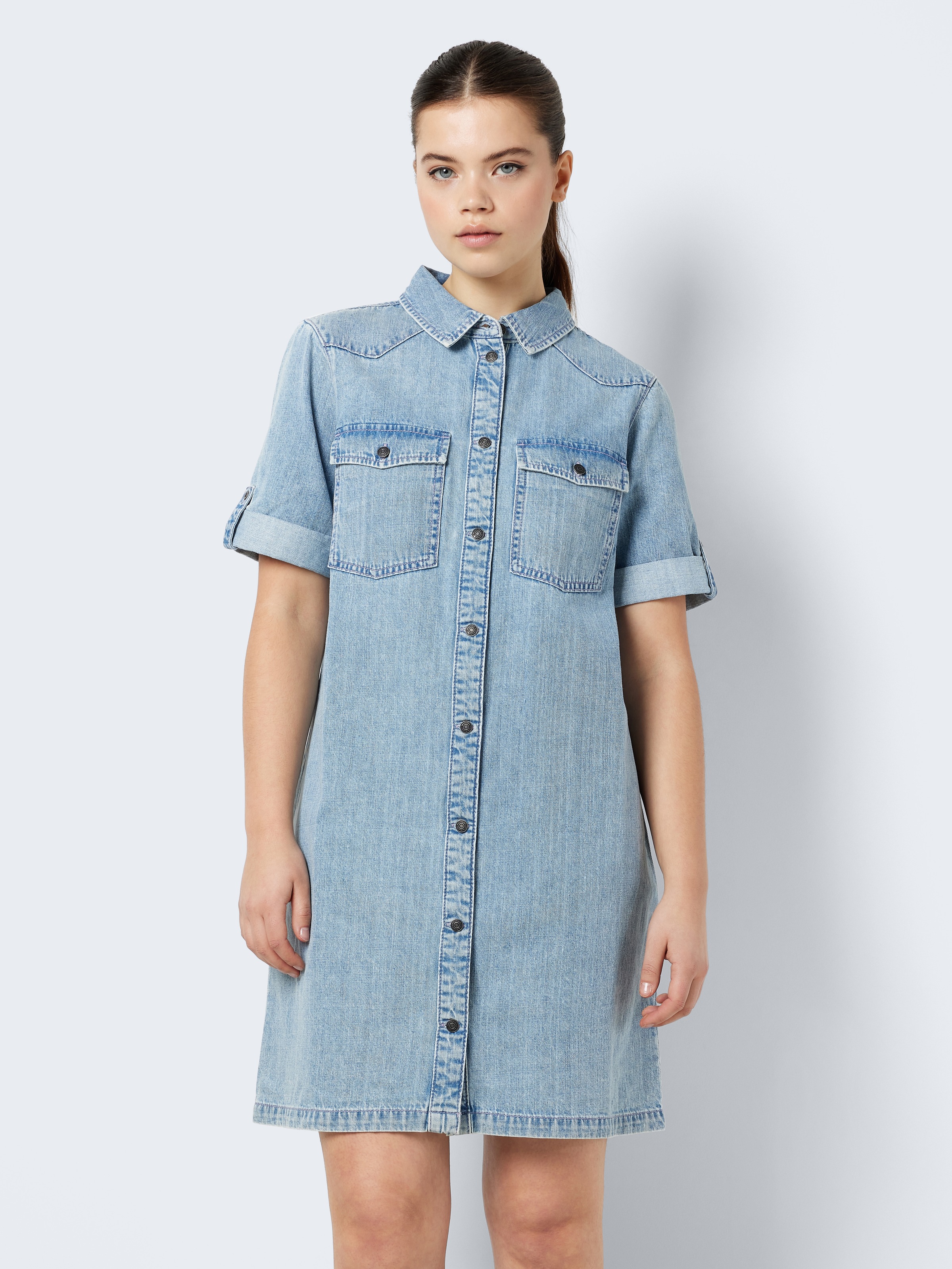 Noisy may Jeanskleid »NMNEW SIGNE S/S DENIM DRESS VI003LB NOOS« Brusttaschen