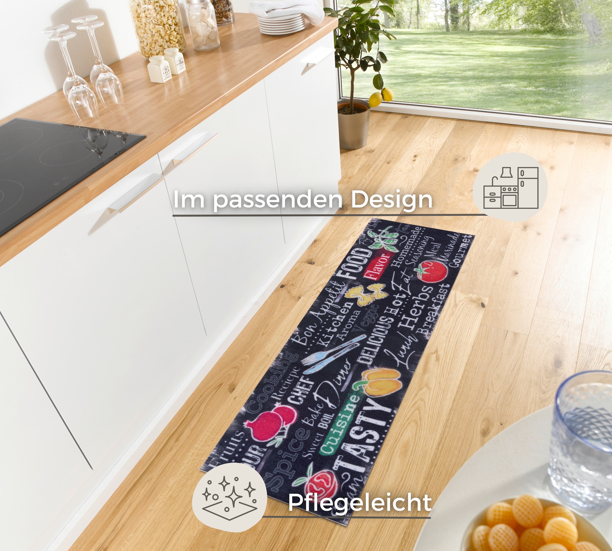 HANSE Home Küchenläufer »Delicious Kitchen Board« rechteckig 3 mm Höhe Läufer, Rutschfest, Küchenteppich, Küche, Teppich, Pflegeleicht