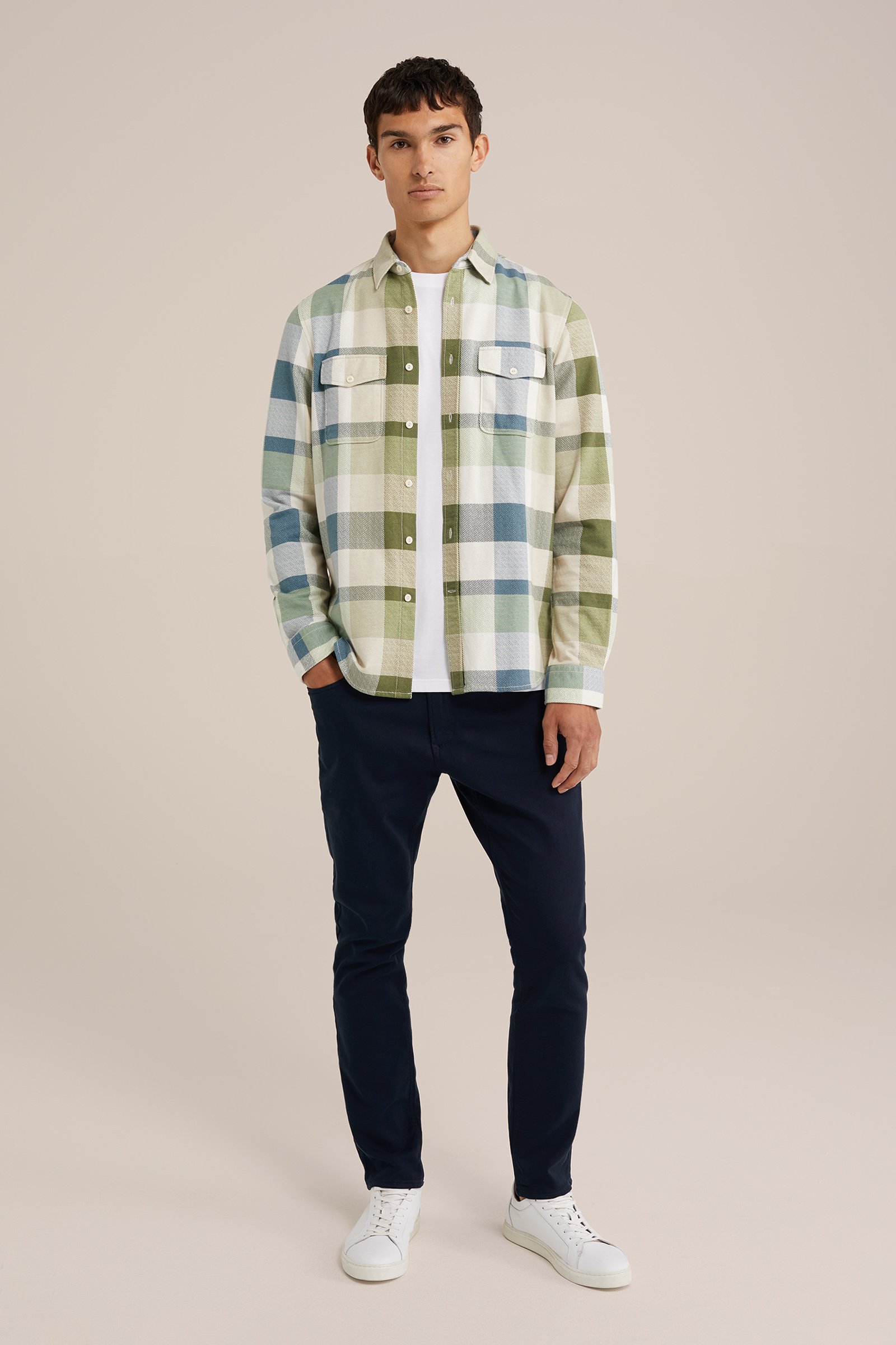 gebreid flanellen overhemd met dessin WE Fashion Pastelgroen