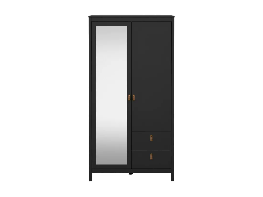 Garde-robe 2 portes Dscarlat, Meubles de chambre, Penderie de plain-pied, Placard à vêtements, 102x58 h199 cm, Noir