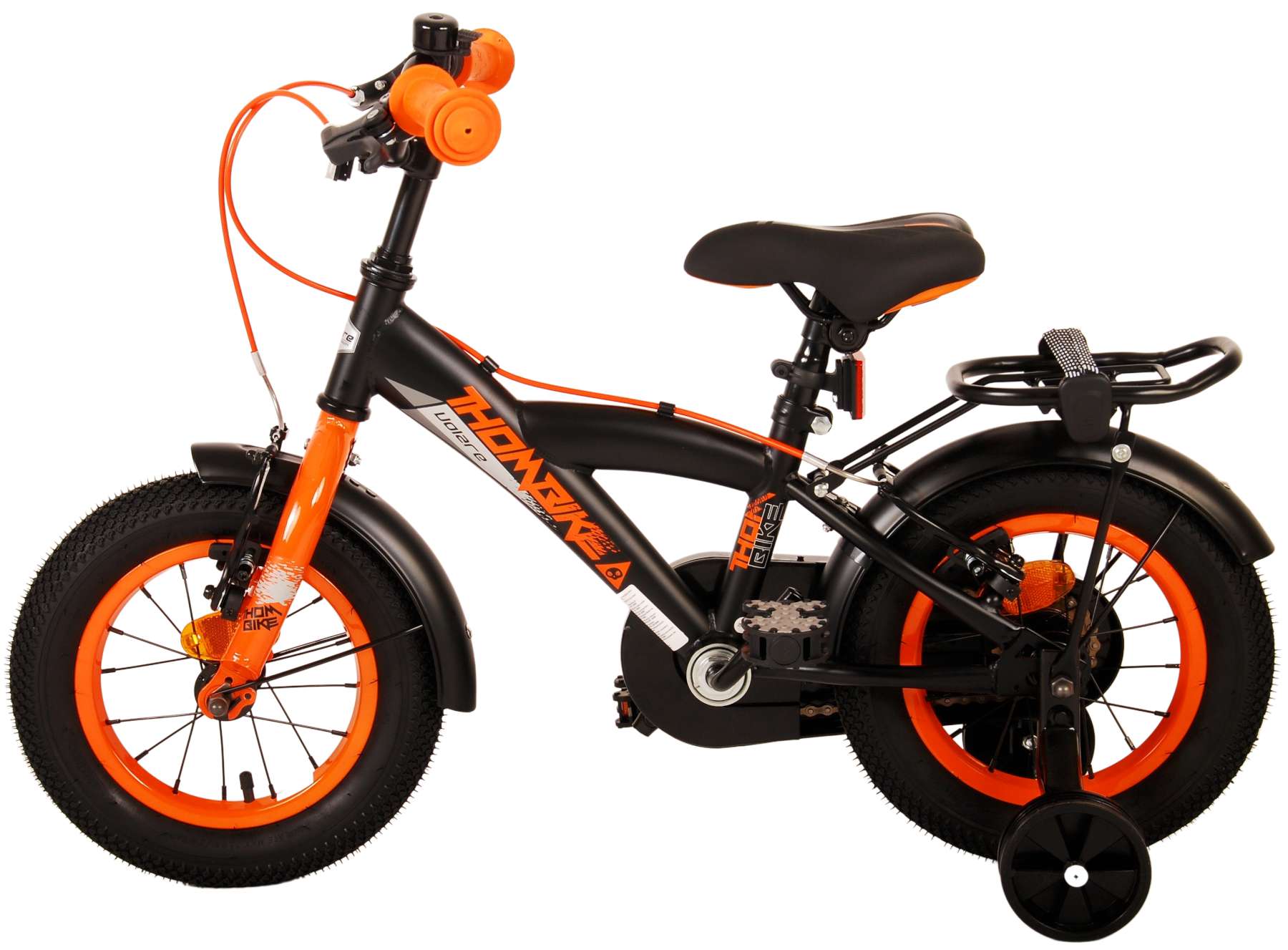 TPFSports Thombike Kinderfahrrad - Jungen - 12 Zoll - Rücktritt + Handbremse - Schwarz/Gelb