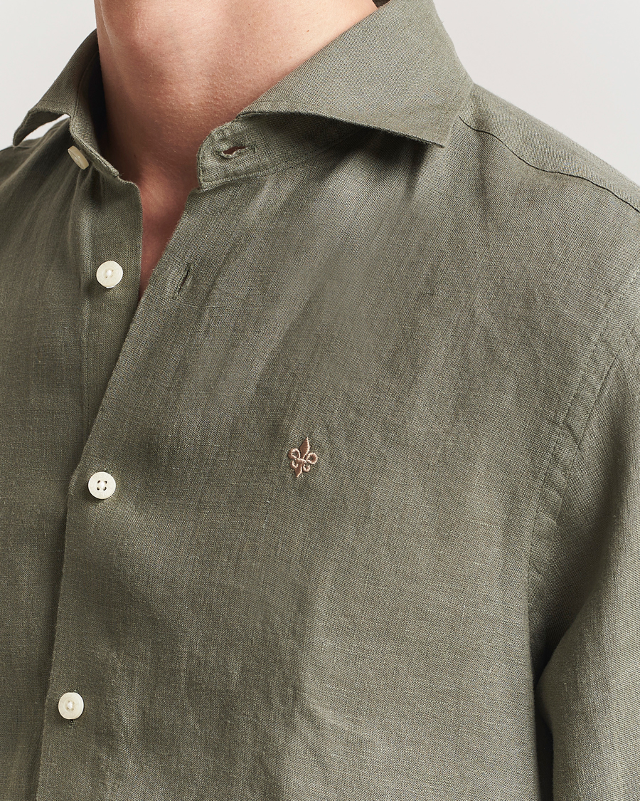 Morris Slim Fit Linen Shirt Green