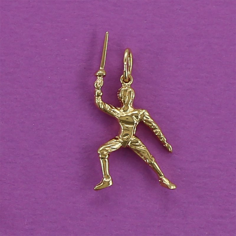 Pendentif escrimeur en garde - Plaqué or