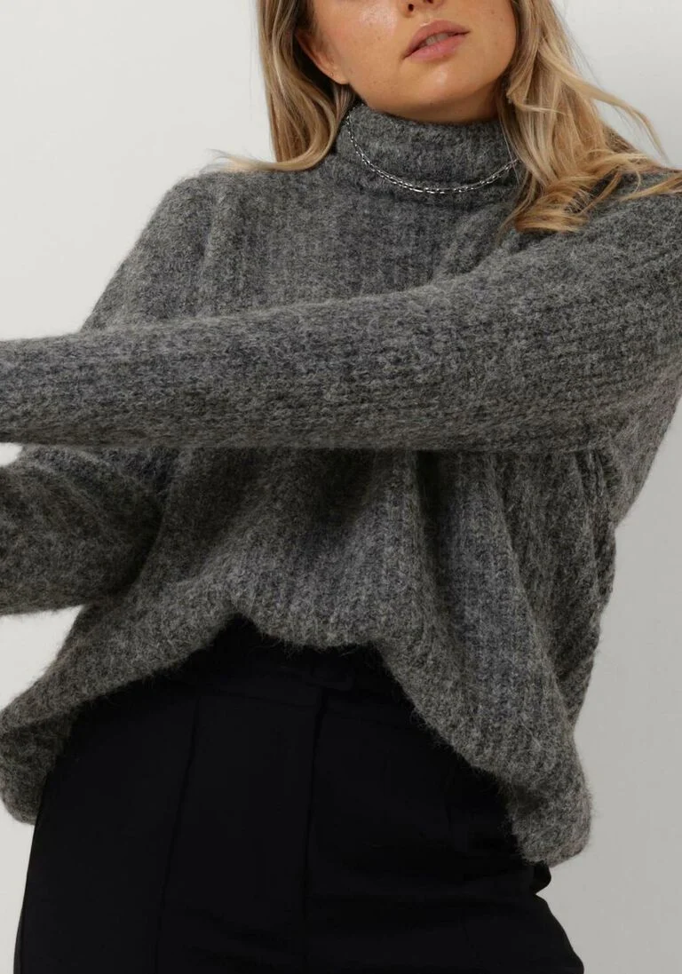 MY ESSENTIAL WARDROBE grijze my essential wardrobe coltrui meenahw knit rollneck